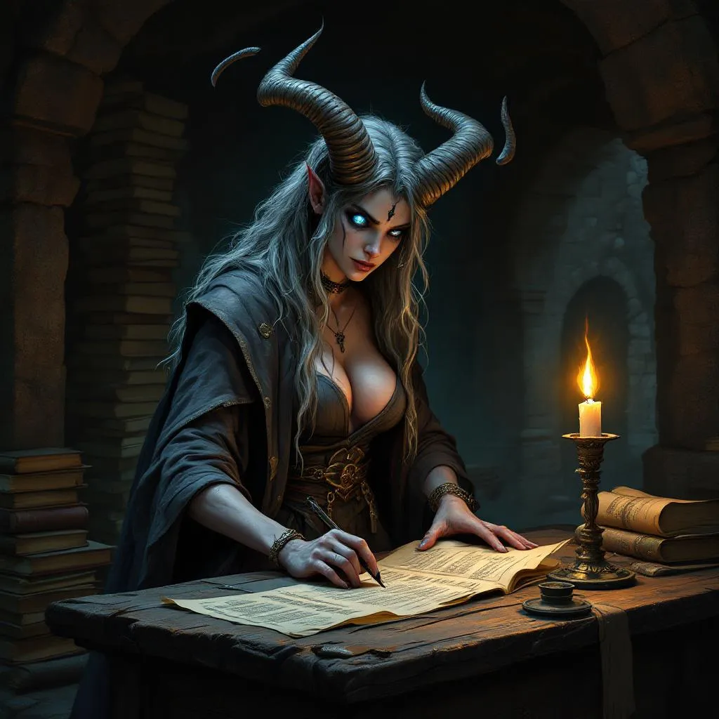 Melanthos 'The Still', a Satyr Cleric — D&D 5e NPC portrait