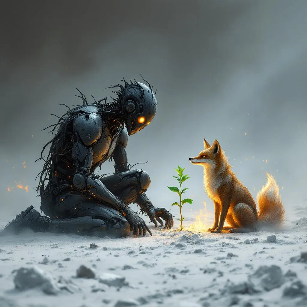 Ember (Unit 09-Ignis), a Warforged Druid — D&D 5e NPC portrait