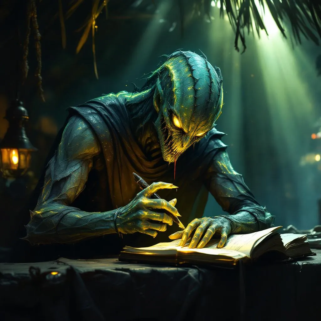 Sibil Sseth, a Pureblood Yuan-ti Warlock — D&D 5e NPC portrait