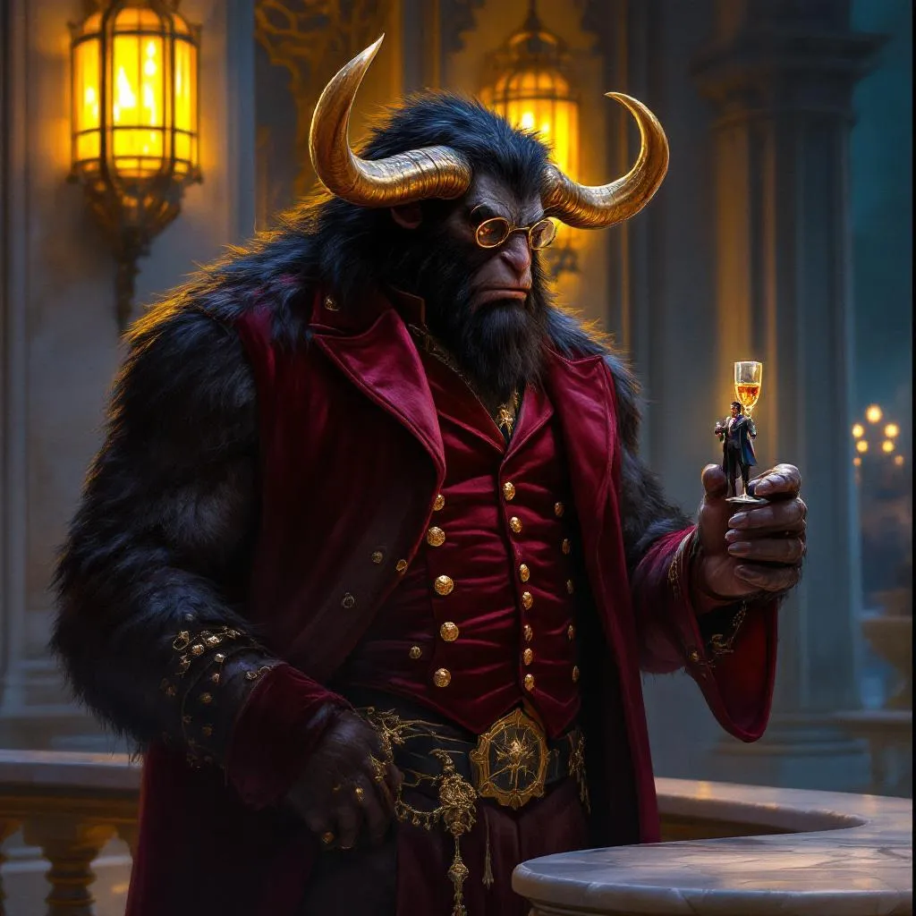Lord Asterion Vane, a Minotaur Wizard — D&D 5e NPC portrait
