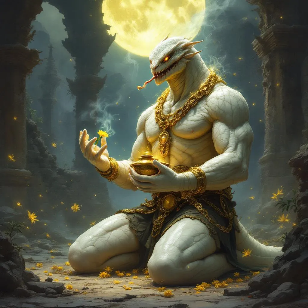 Sss’thas the Sun-Bleached, a Malison Yuan-ti Barbarian — D&D 5e NPC portrait