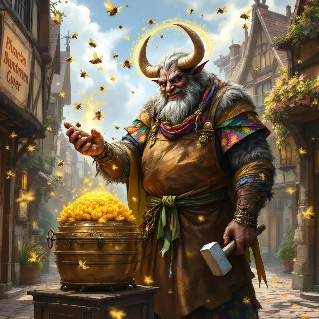 Thulda Brasshorn, a Minotaur Artificer — D&D 5e NPC portrait