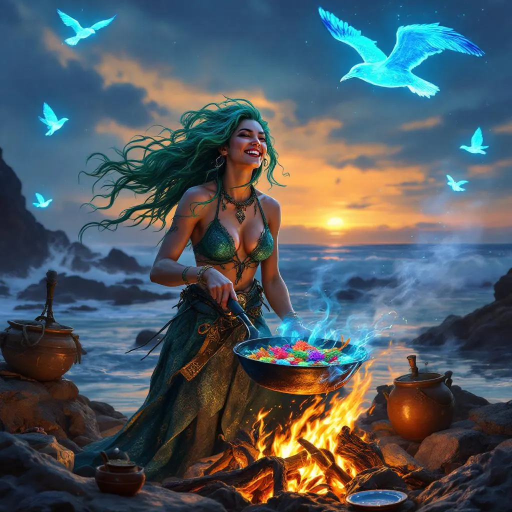 Nerissa "Salt-Tongue" Thalassa, a Triton Druid — D&D 5e NPC portrait