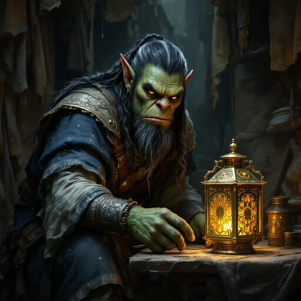 Mavla Stonetooth, a Orc Wizard — D&D 5e NPC portrait