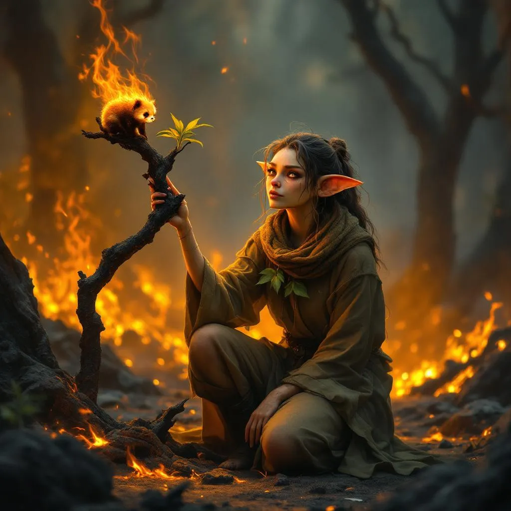 Pyra of the Ash-Bloom, a Goblin Druid — D&D 5e NPC portrait