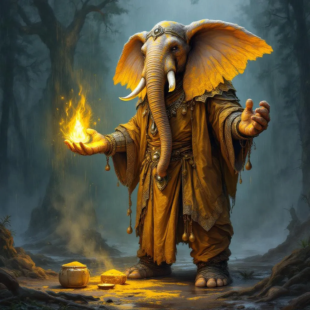 Matriarch Olamina, a Loxodon Cleric — D&D 5e NPC portrait