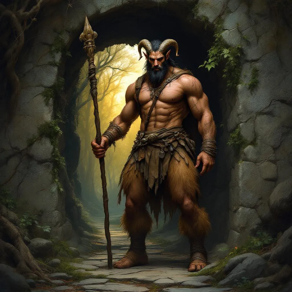 Aerion Ashenbough, a Satyr Paladin — D&D 5e NPC portrait