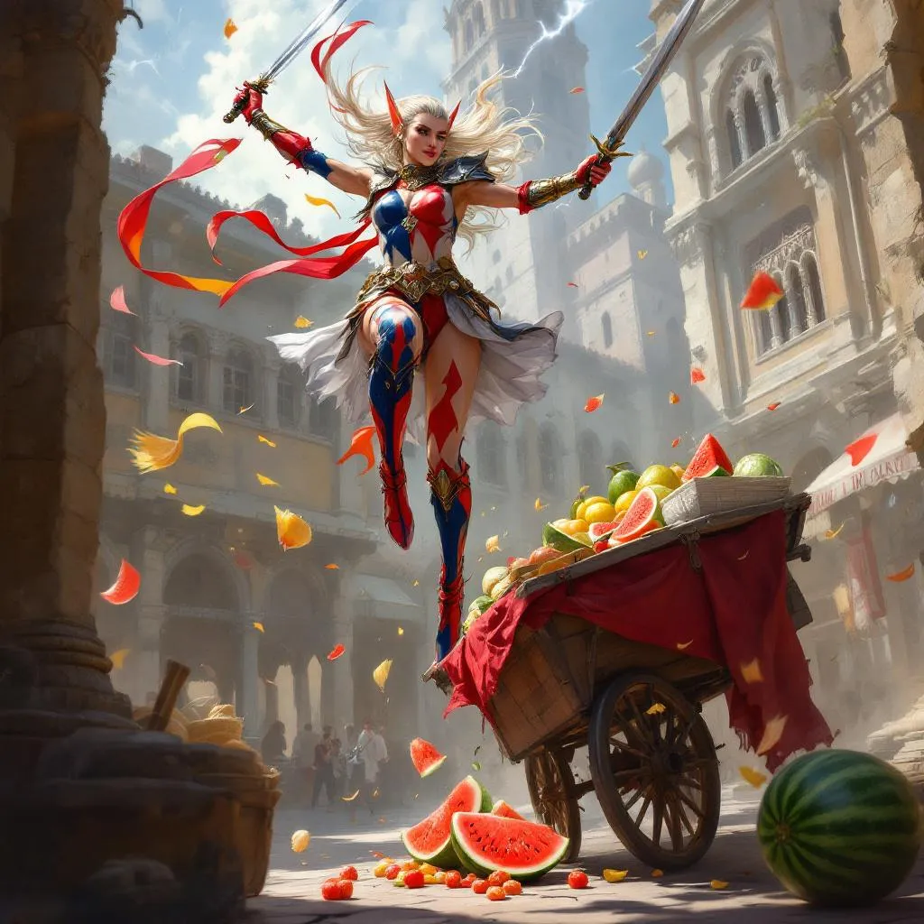 Elara 'Giggles' Galanodel, a High Elf Fighter — D&D 5e NPC portrait