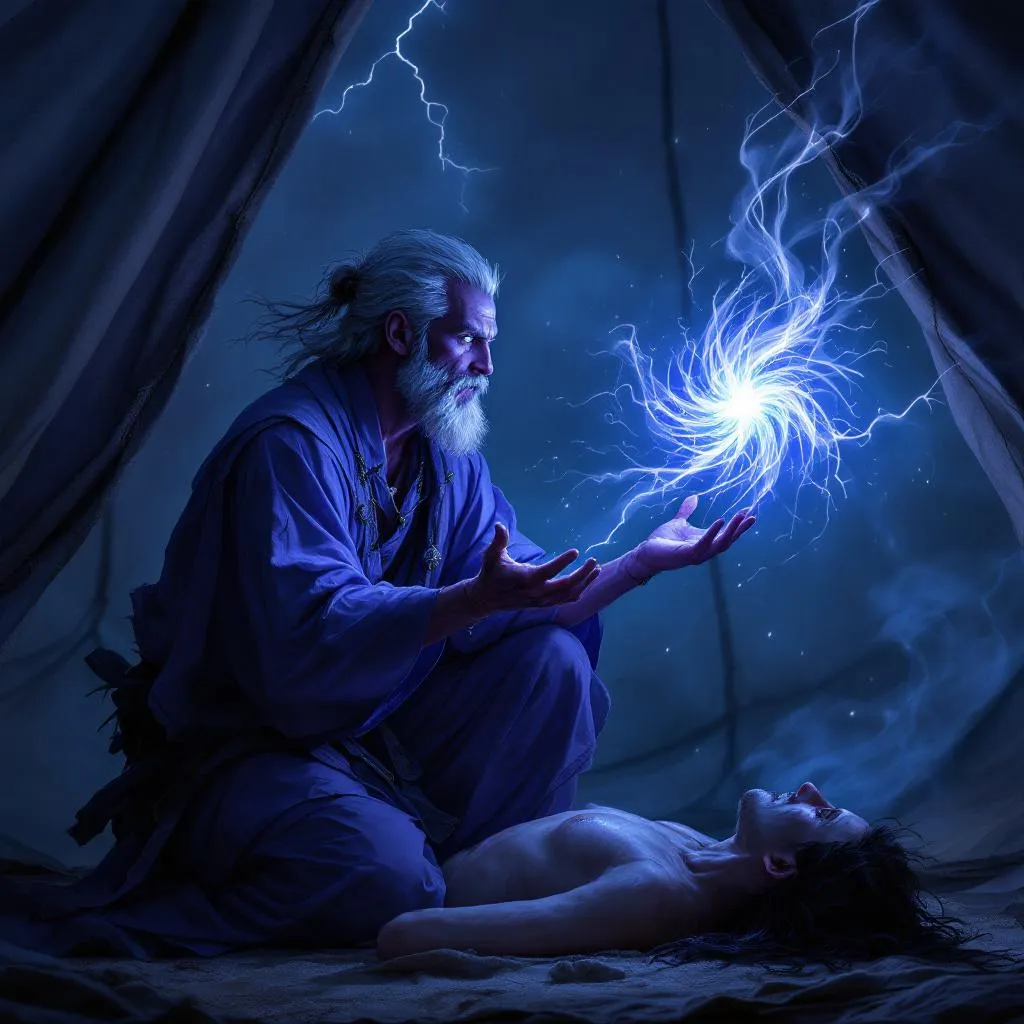 Zephyrus 'Soft-Breath' Vane, a Air Genasi Monk — D&D 5e NPC portrait