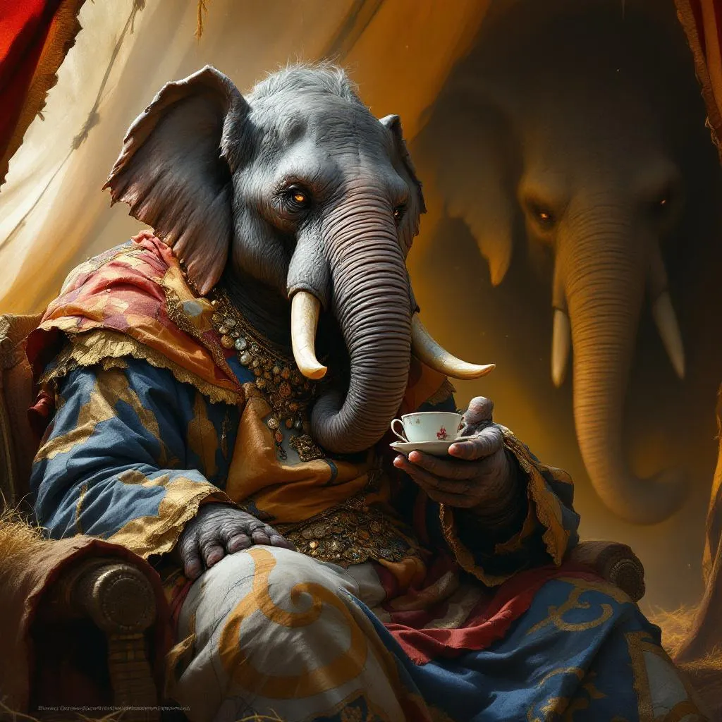 Matriarch Elara Soft-Step, a Loxodon Wizard — D&D 5e NPC portrait