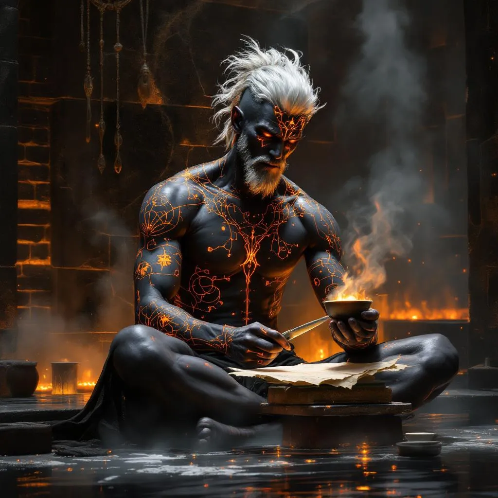 Kaelen Ignis, a Fire Genasi Monk — D&D 5e NPC portrait