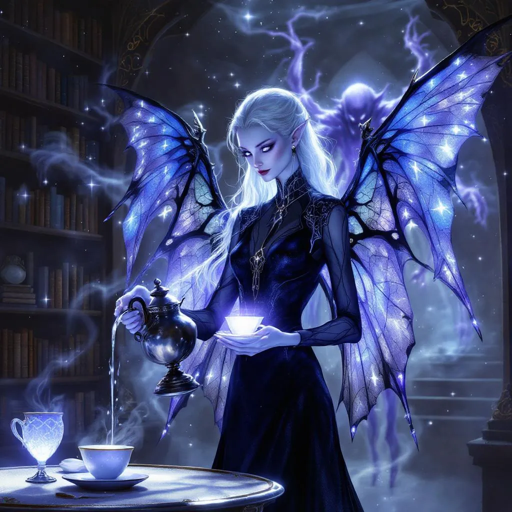 Sylva Rhyme-Binder, a Eladrin (Astral-touched) Fey Sorcerer — D&D 5e NPC portrait