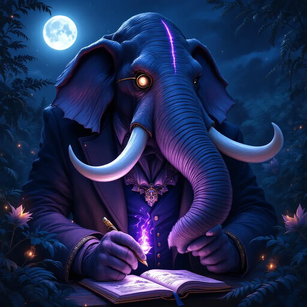 Elenphias 'Vio' Vane, a Loxodon Blood Hunter — D&D 5e NPC portrait