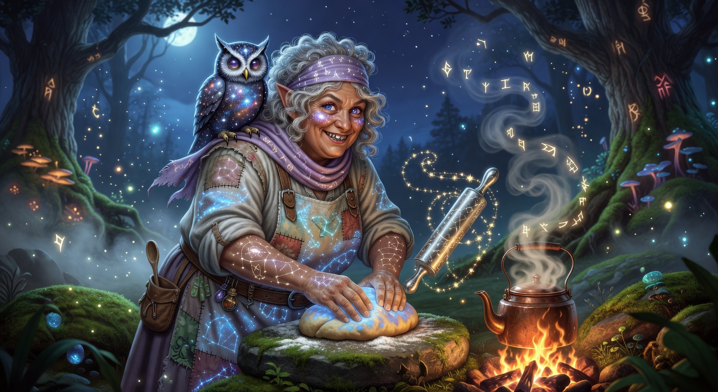 Pippa 'Star-Crust' Rumblebelly, a Lightfoot Halfling Druid — D&D 5e NPC portrait