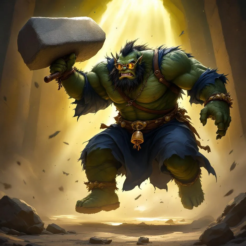 Professor Grog-Nok of the Iron Syllabus, a Half-Orc Barbarian — D&D 5e NPC portrait