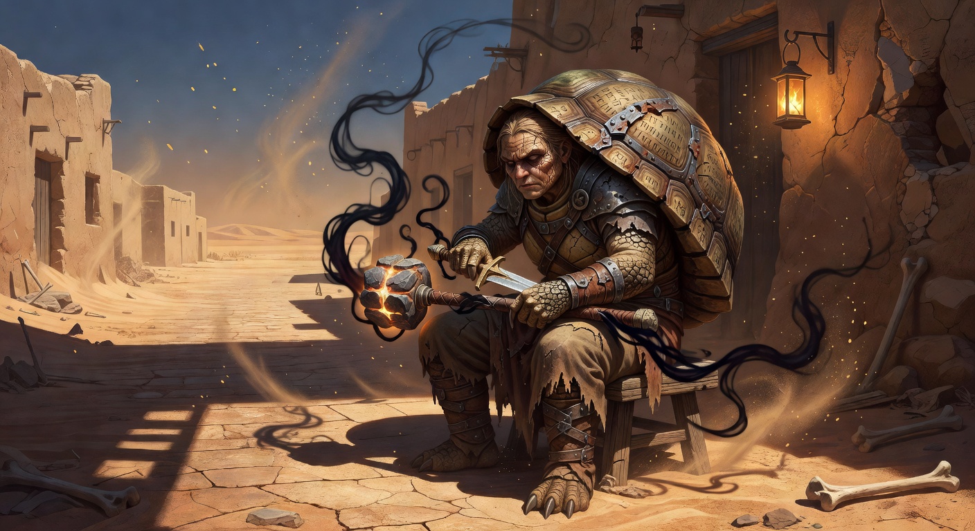 Olyra of the Sullied Shell, a Tortle Paladin — D&D 5e NPC portrait