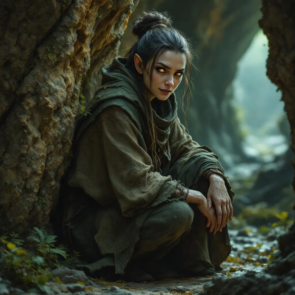 Anya Deepshade, a Deep Gnome (Svirfneblin) Gnome Druid — D&D 5e NPC portrait