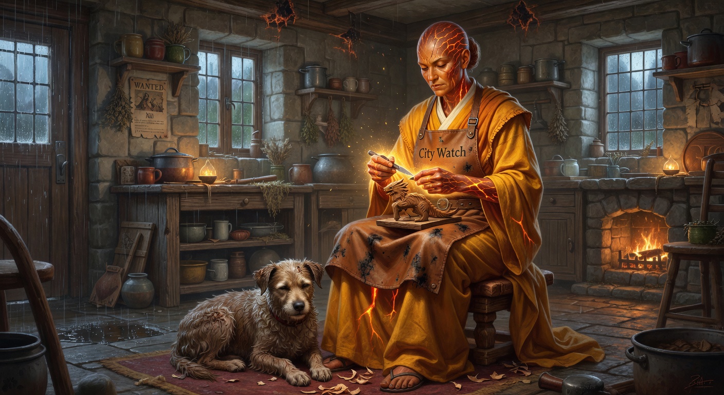 Ignia 'Mama' Hearth-Hand, a Fire Genasi Monk — D&D 5e NPC portrait