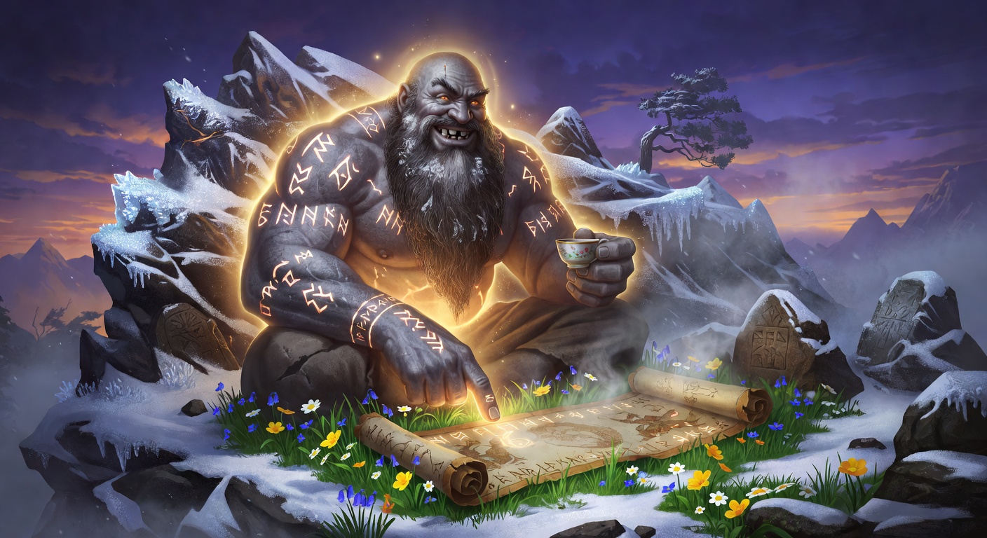 Thok 'Sun-Steeper' Ironpeaks, a Goliath Monk — D&D 5e NPC portrait