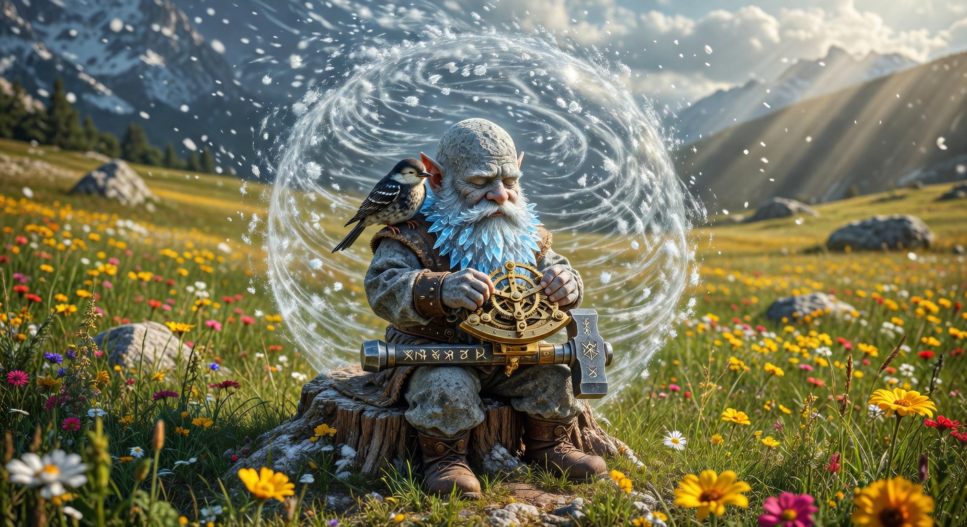 Zeffle 'Static-Beard' Fizzlebang, a Rock Gnome Gnome Barbarian — D&D 5e NPC portrait