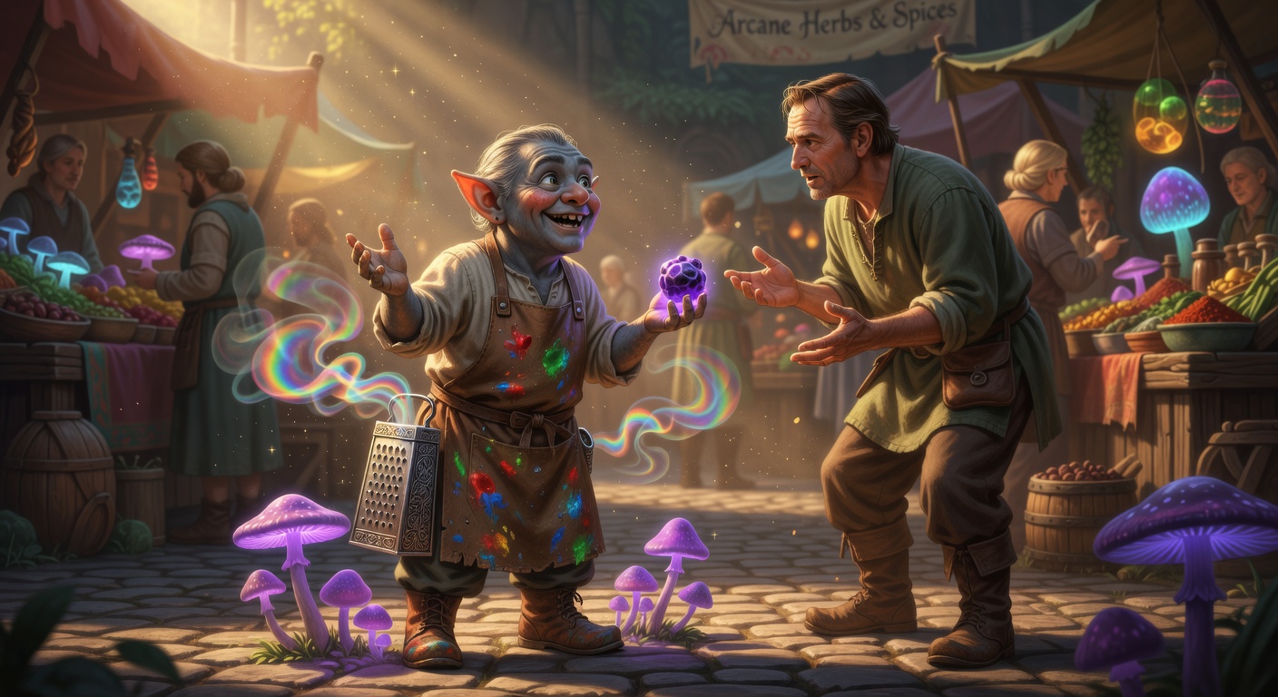 Fiddlewick 'Spark-Spoon' Pebbletosser, a Deep Gnome (Svirfneblin) Gnome Barbarian — D&D 5e NPC portrait