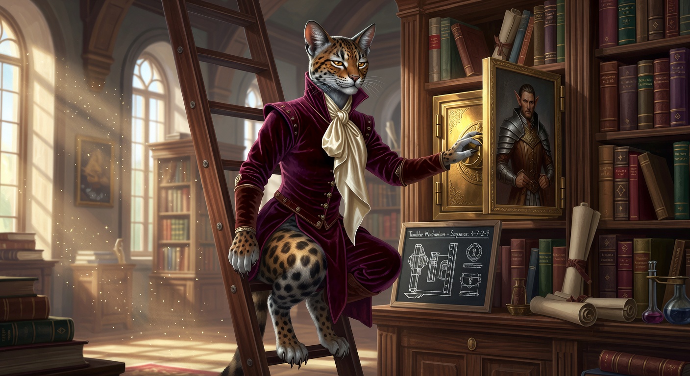 Nimble-Claw Pounce, a Tabaxi Rogue — D&D 5e NPC portrait