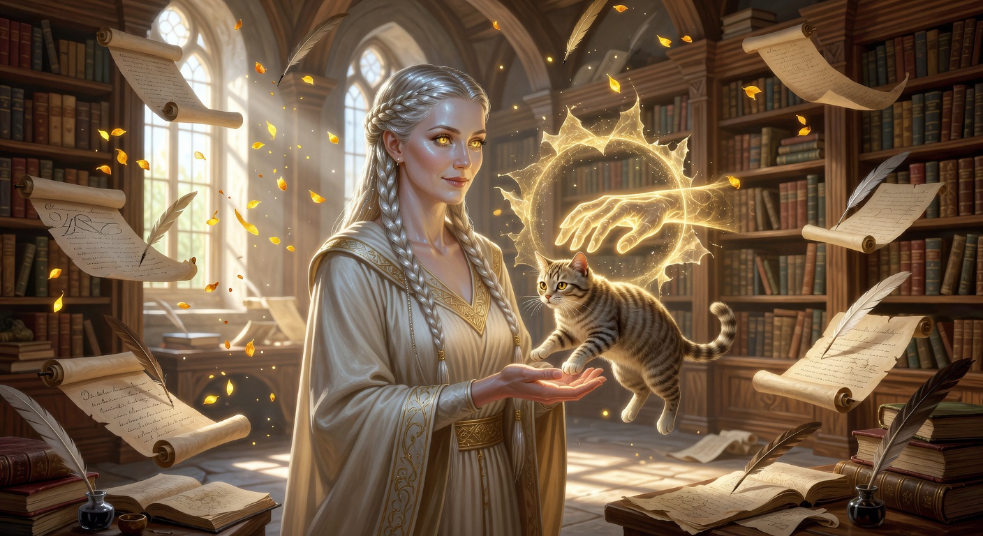 Thalassa Vane, a Protector Aasimar Wizard — D&D 5e NPC portrait