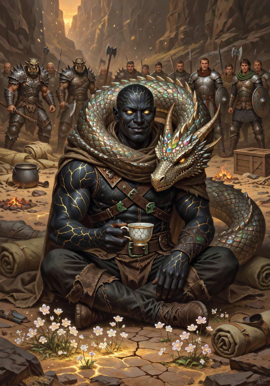 Oros Kaelen, a Earth Genasi Ranger — D&D 5e NPC portrait