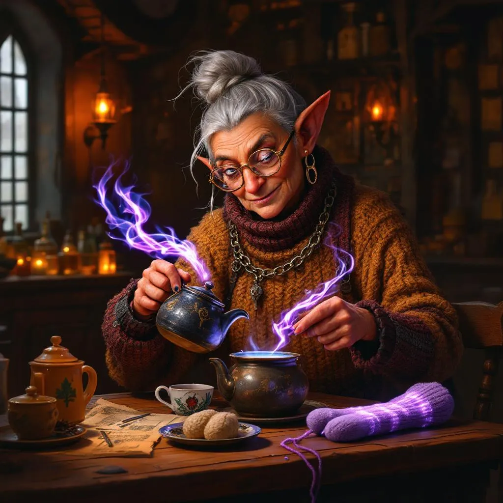 Vola 'Grandma' Gruumsh, a Hobgoblin Warlock — D&D 5e NPC portrait