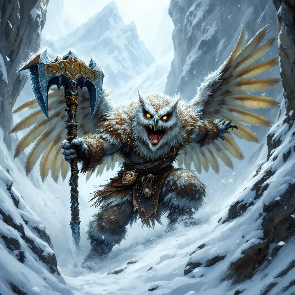 Skorai, a Owlin Barbarian — D&D 5e NPC portrait