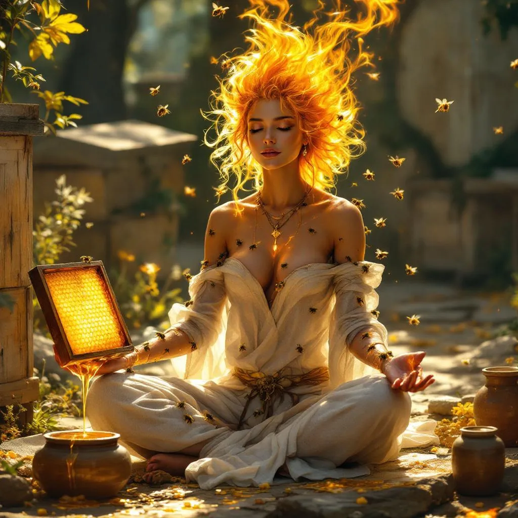 Pyrra Honey-Heart, a Fire Genasi Monk — D&D 5e NPC portrait