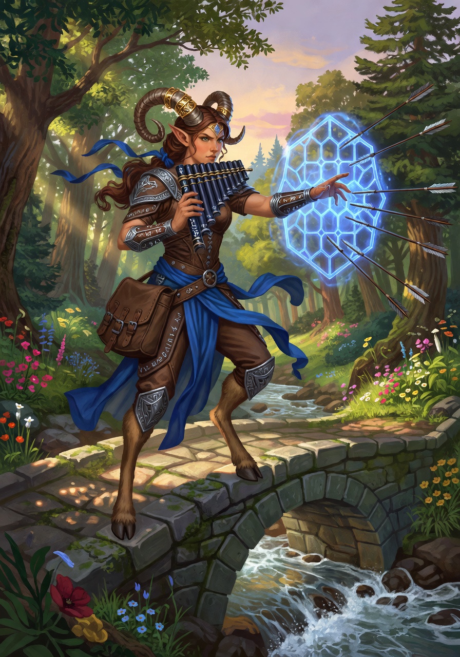 Elara Vesperi, a Satyr Wizard — D&D 5e NPC portrait