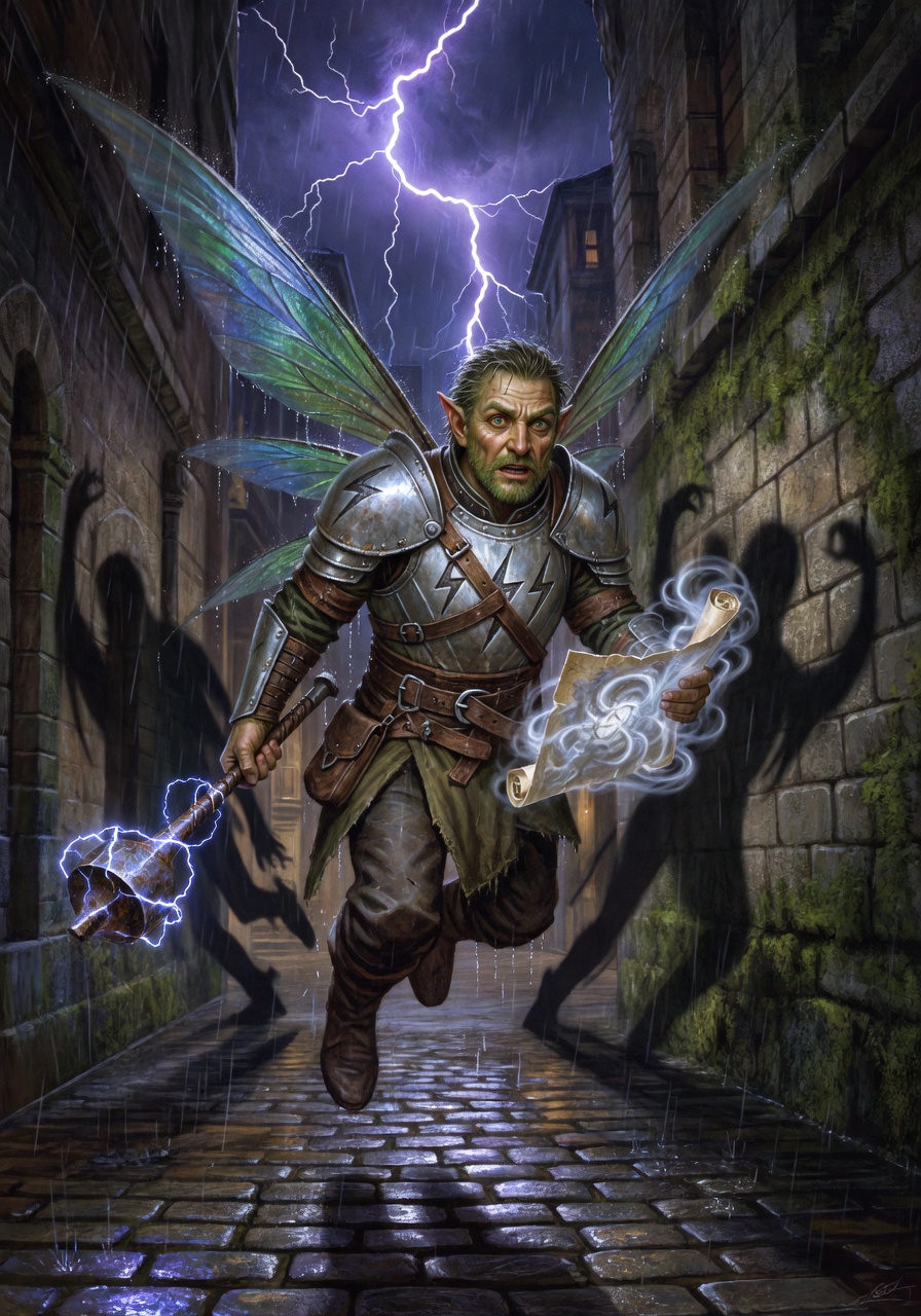 Oryn Thistle, a Fairy Cleric — D&D 5e NPC portrait