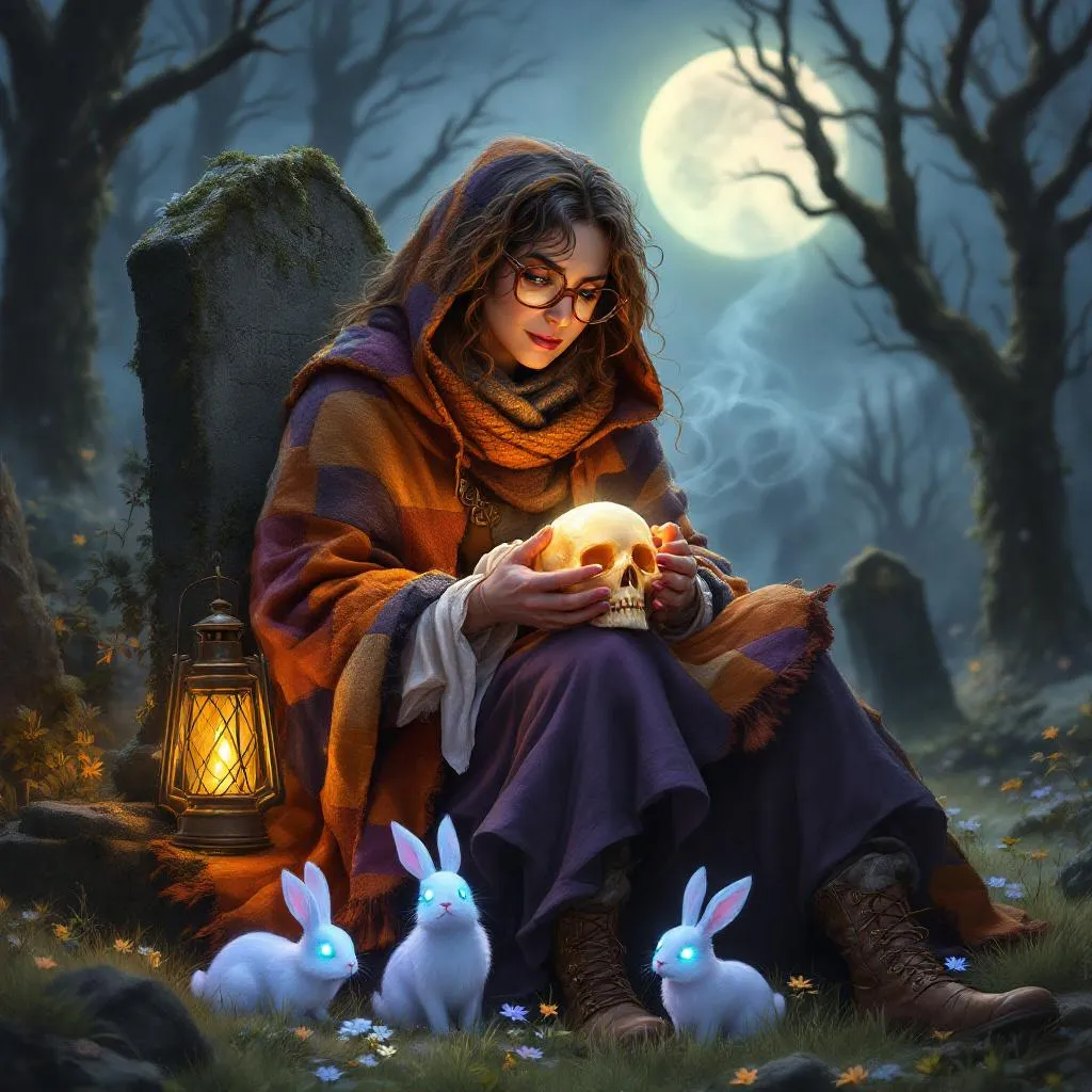 Mother 'Hoppy' Marrow, a Harengon Warlock — D&D 5e NPC portrait