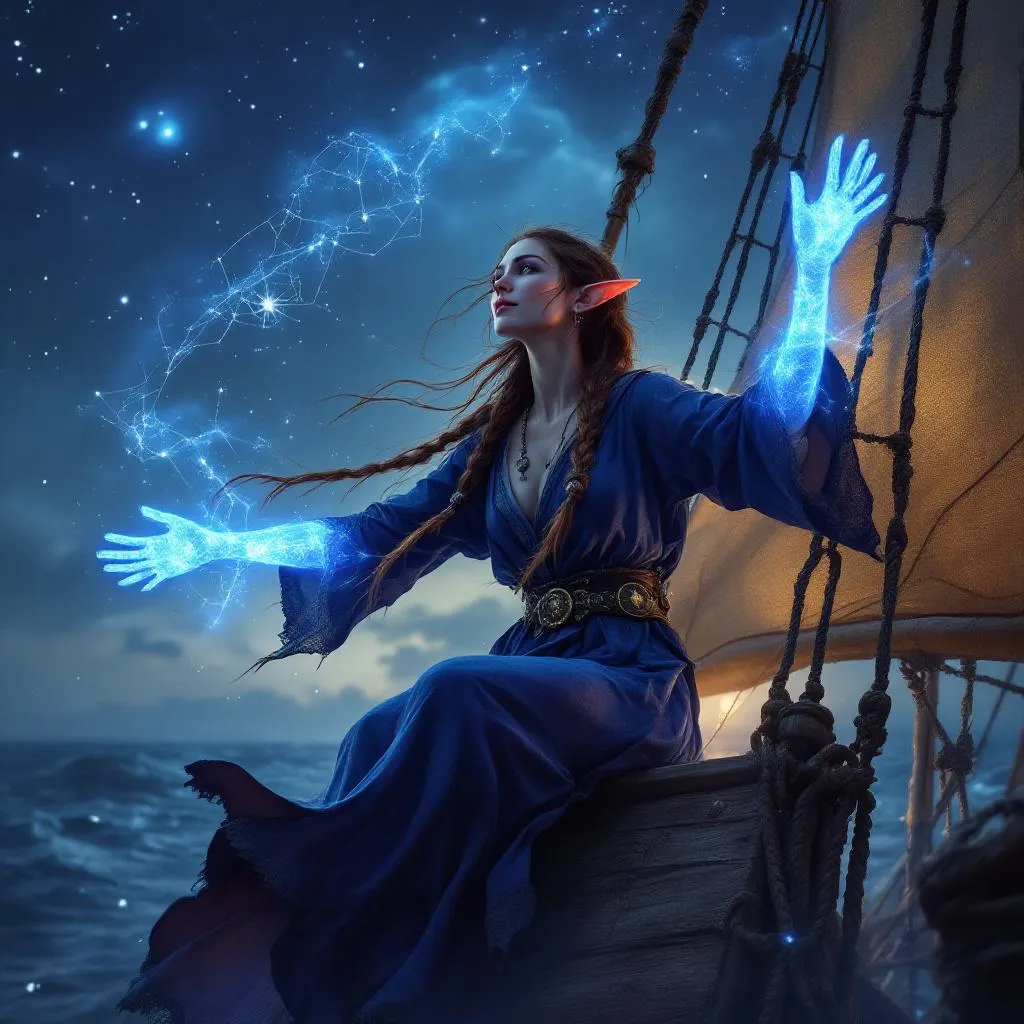 Elara Starwhisper, a Wood Elf Elf Monk — D&D 5e NPC portrait