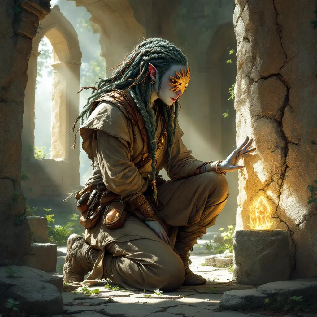 Oona 'Stone-Singer' Thalwyn, a Firbolg Monk — D&D 5e NPC portrait