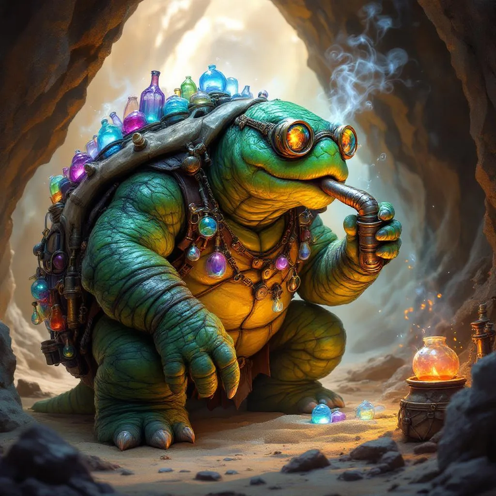 Pipin 'Prism-Shell' Olo, a Tortle Artificer — D&D 5e NPC portrait
