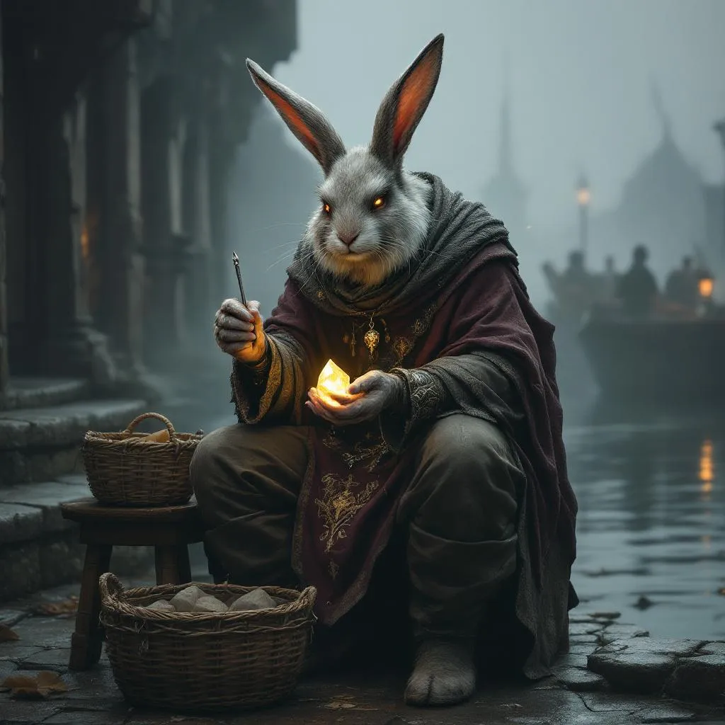 Barnaby Thistlewick, a Harengon Cleric — D&D 5e NPC portrait