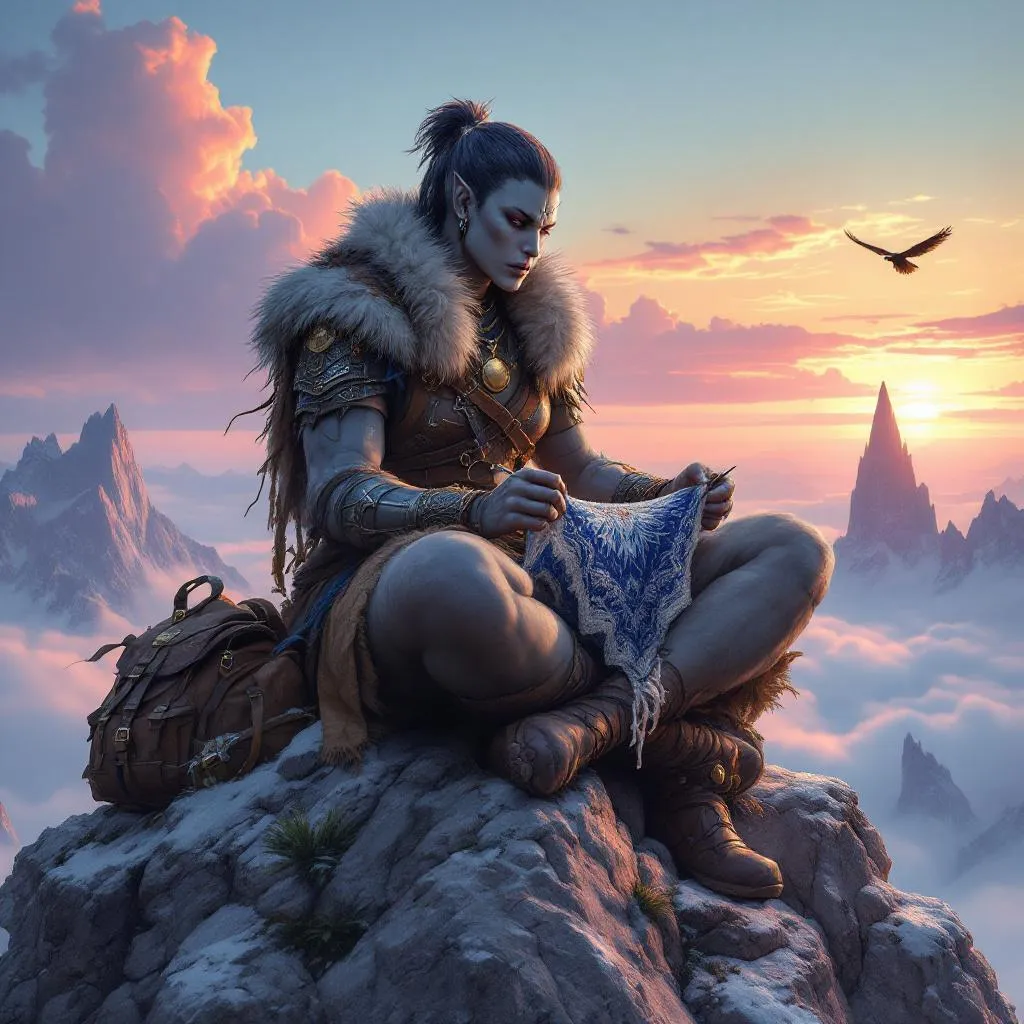 Thuli 'Wool-Gatherer' Vaimei-Laga, a Goliath Rogue — D&D 5e NPC portrait