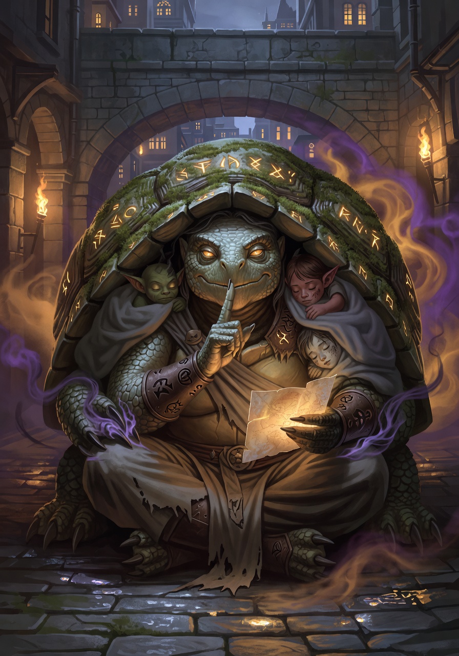 Elder Oola, a Tortle Monk — D&D 5e NPC portrait