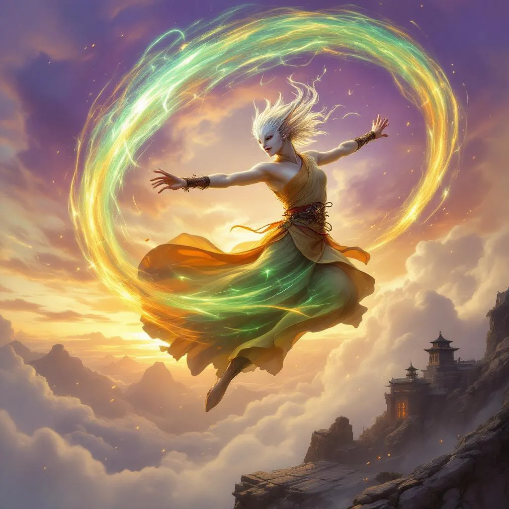 Vespera of the Gilded Peak, a Changeling Monk — D&D 5e NPC portrait