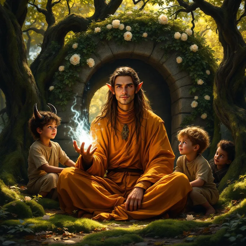 Elowen Softstep, a Wood Elf Elf Monk — D&D 5e NPC portrait