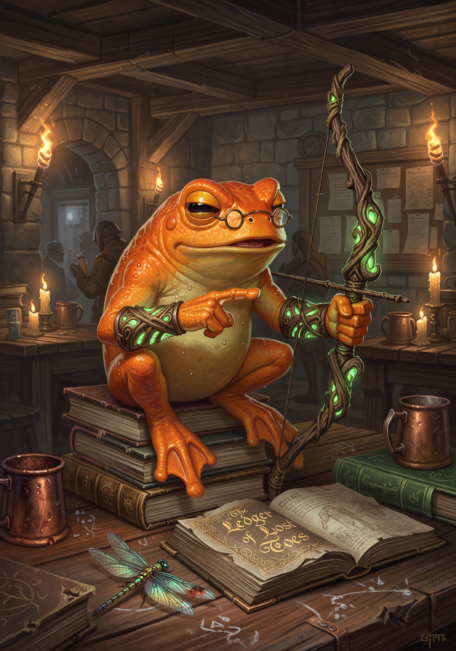 Puddlegulp the Prescient, a Grung Fighter — D&D 5e NPC portrait