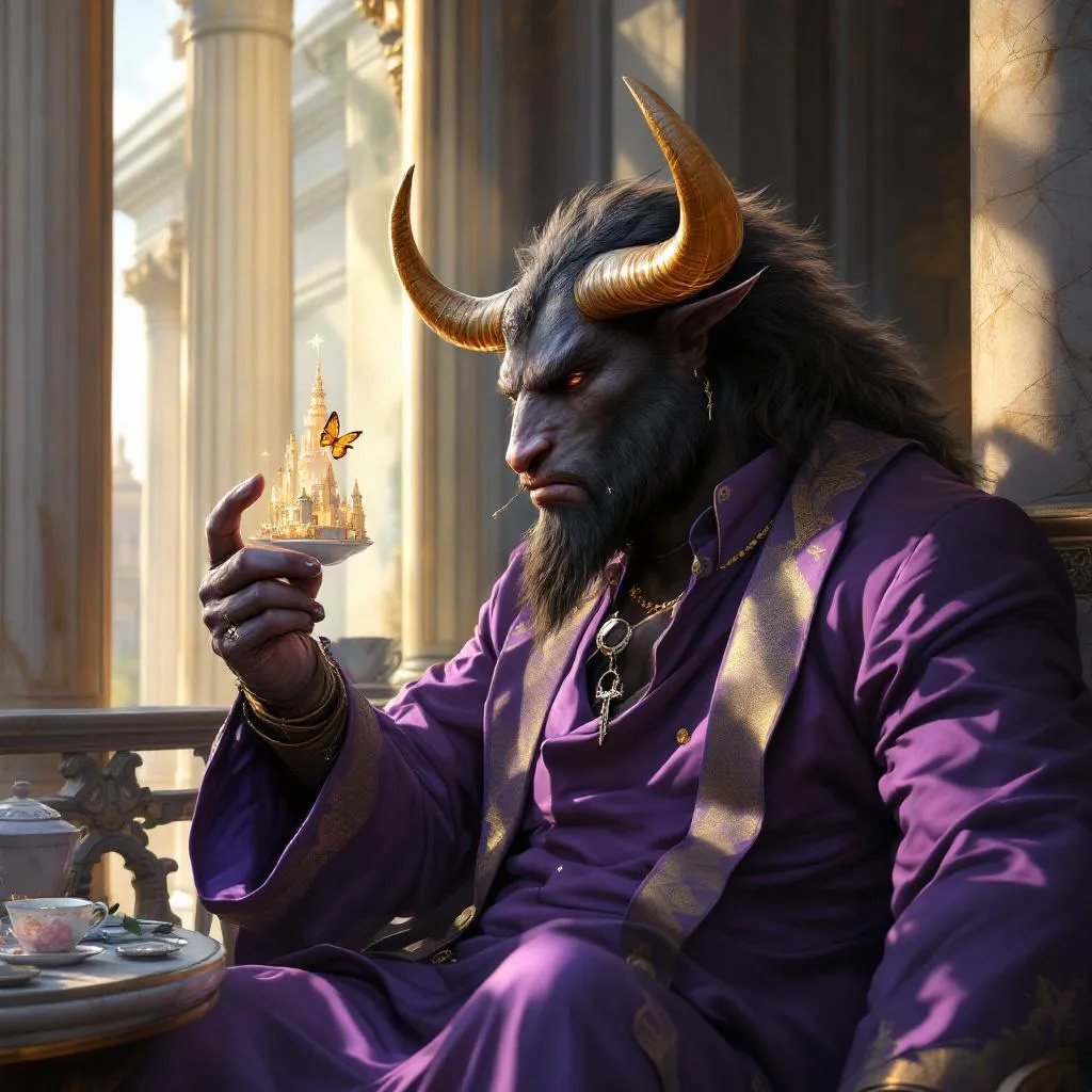 Asterion Vane, a Minotaur Wizard — D&D 5e NPC portrait