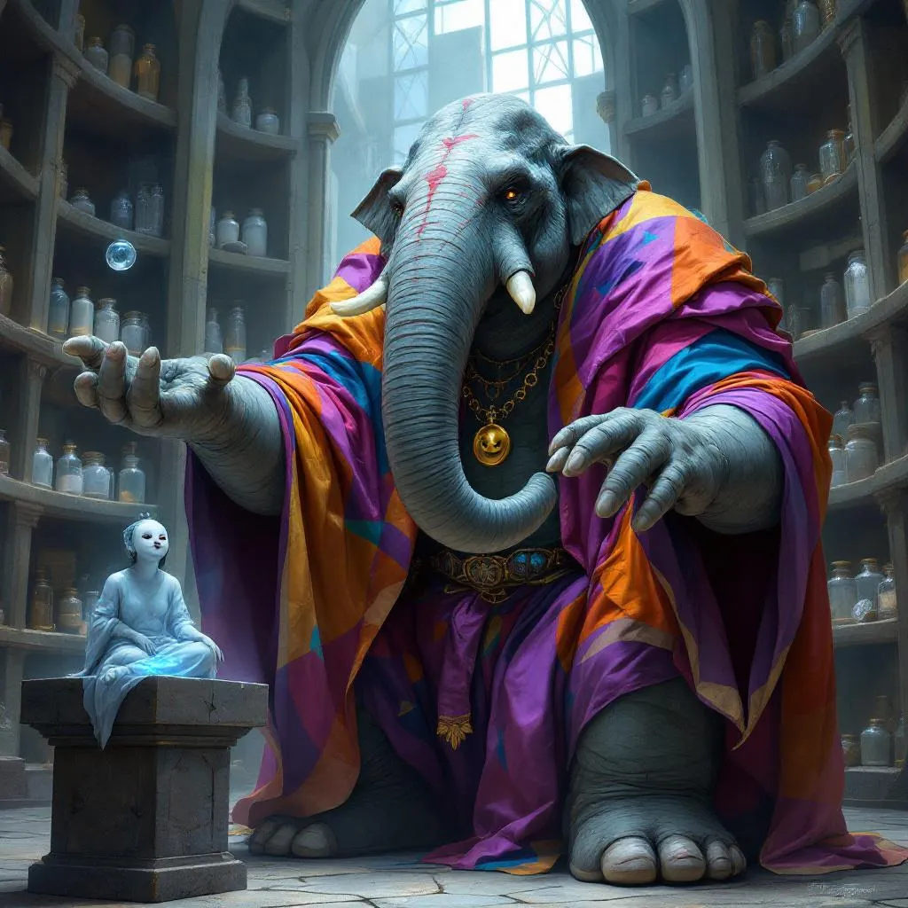 Mistress Elara Pachy, a Loxodon Wizard — D&D 5e NPC portrait