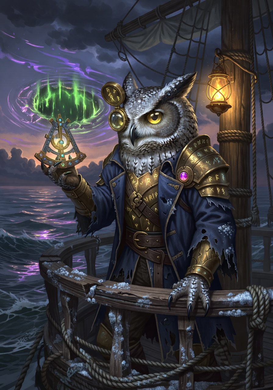 Captain Barnaby Star-Sighter, a Owlin Paladin — D&D 5e NPC portrait