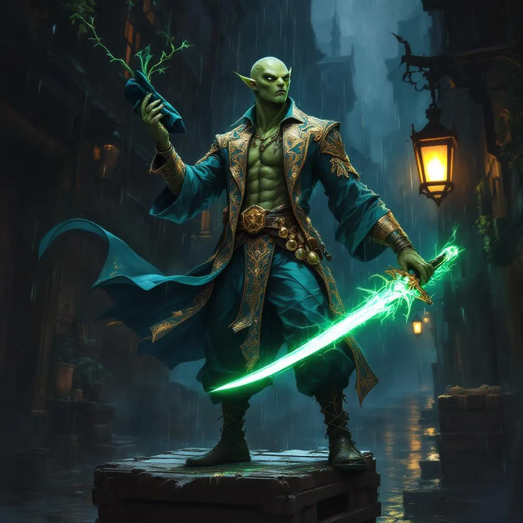 Sss’zar the Vivid, a Pureblood Yuan-Ti Rogue — D&D 5e NPC portrait