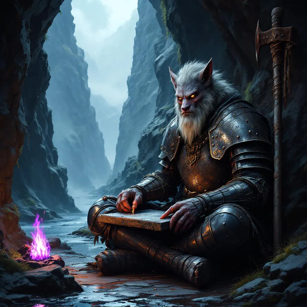 Varkas the Unpaid, a Longtooth Shifter Paladin — D&D 5e NPC portrait