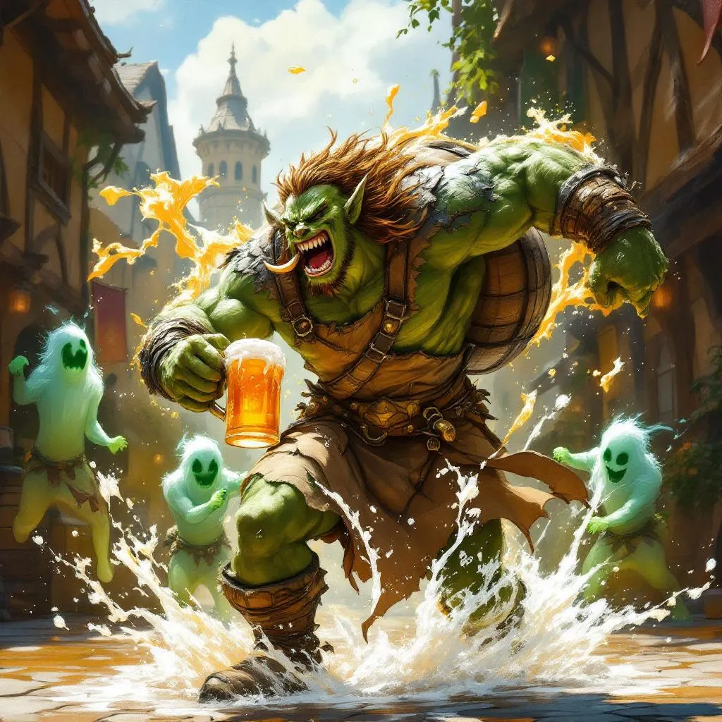 Thokk 'Bubbly' Iron-Mash, a Half-Orc Barbarian — D&D 5e NPC portrait