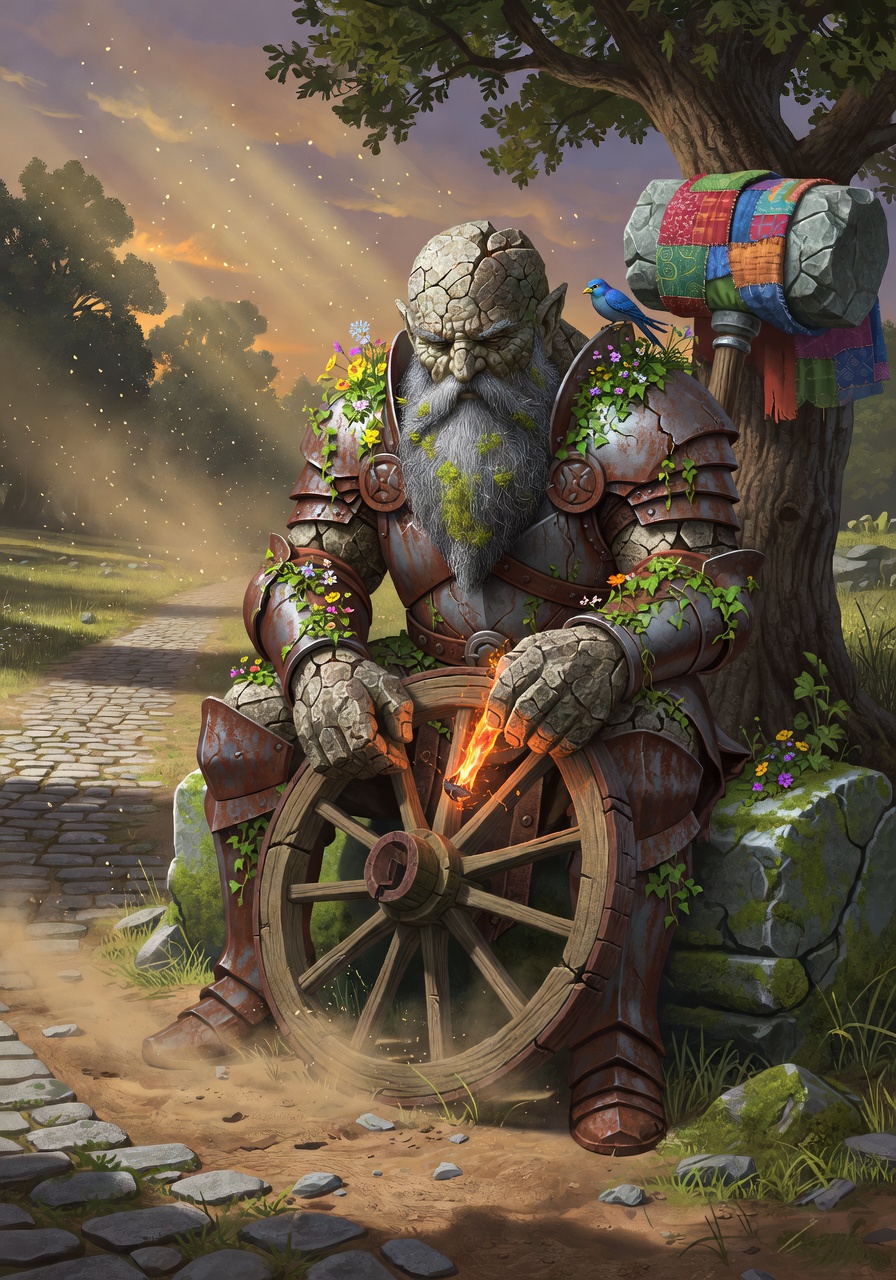 Oros Ironroot, a Earth Genasi Paladin — D&D 5e NPC portrait